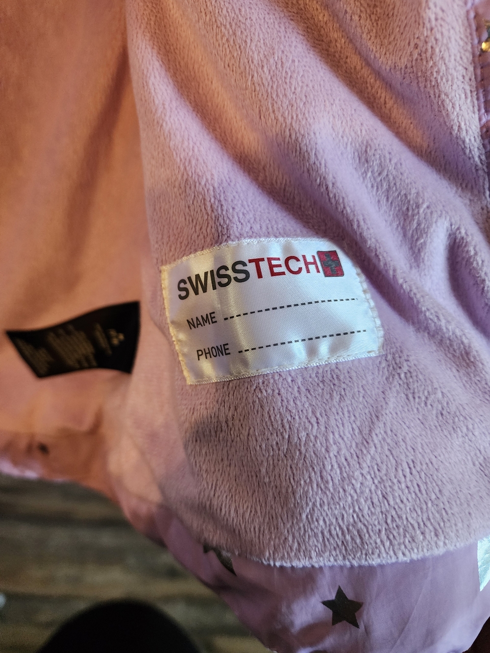 Swiss Tech Girls Plush Pajama Jacket - Light Lavender with Star Accents